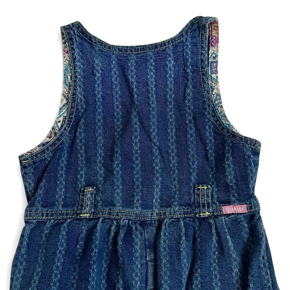 Vintage OshKosh B’gosh Girls Denim Overalls 6 USA Made 90s Stripe Cute Americana